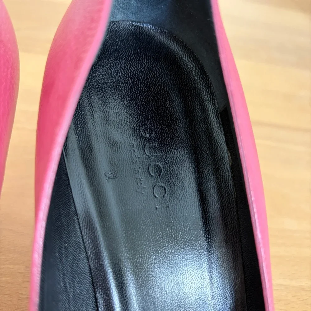 Gucci Womens Hot Pink Leather Pointed Toe Stiletto Pumps Heels Size 8.5B Italy